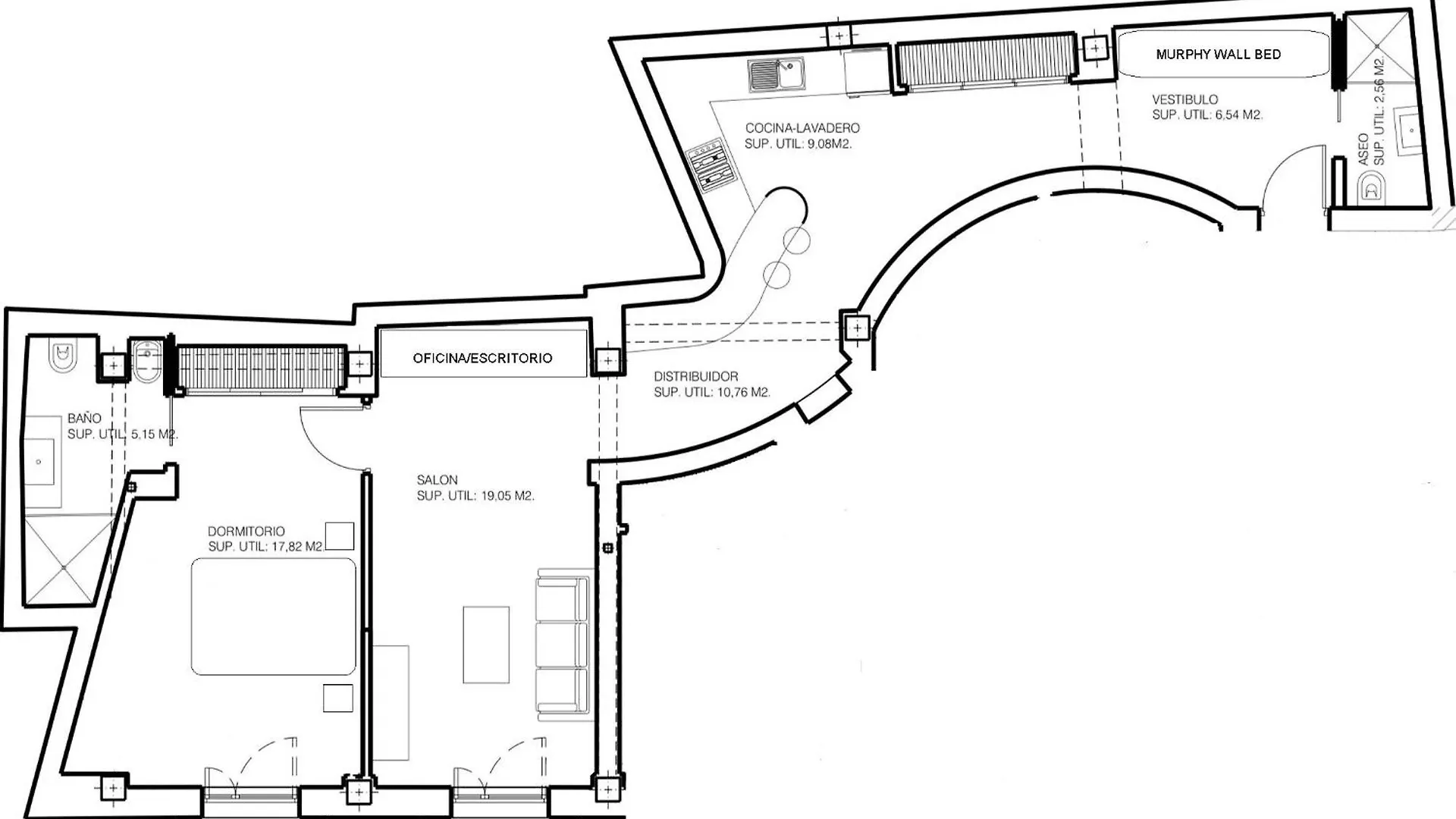 One Bedroom, Murphy Bed, Sofa Bed, Home-Office, Modern, Quiet, Fully Equipped, Powerful Ac, 300 Mbps Fibre, Washer And Dryer Malaga 0*,